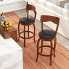Tangkula 29" Swivel Bar Stools Set of 2 w/ Rubber Wood Frame Upholstered Seat Footrest - 2 of 4