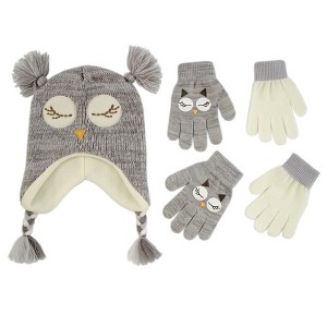 Girls Critter Winter Hat and 2 Pair Gloves or Mittens (Toddler/Little Girls) - 1 of 2