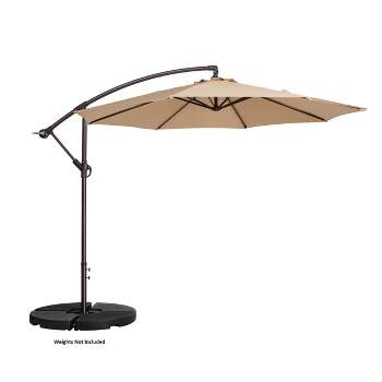 Nature Spring Manual-Crank Offset Swivel Patio Umbrella – Beige