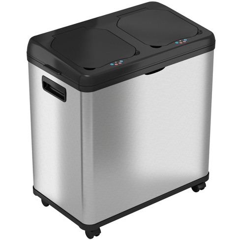 Itouchless Rolling Sensor Kitchen Trash Can & Recycle Bin With