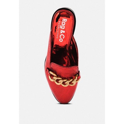 Женские сабо Rag & Co Aksa Chain Embellished Metallic Leather Mules 7 — фото 6