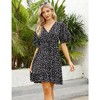 WhizMax Women's Summer V Neck Ruffle Mini Dress Floral Casual High Waist Short Swing A-line Formal Dress with Belt - 2 of 4