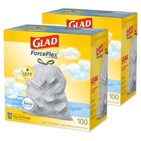 Glad Tall Kitchen Drawstring Trash Bags Odorshield 13 Gallon