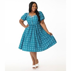 Unique Vintage Women's Plus Button Front Dress - 1 of 3