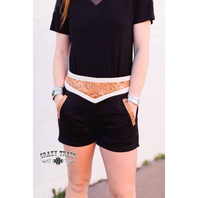 Women's Whistle Britches Tooled Leather Shorts - Crazy Train