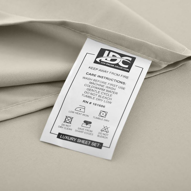 Microfiber Solid Bed Sheet Set - Lux Decor Collection, 3 of 6