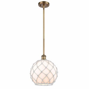 Farmhouse Rope - 1 Light Stem Hung Mini Pendant In Industrial Style-13 Inches Tall and 10 Inches Wide - 1 of 1