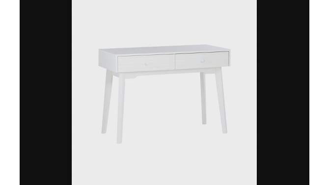42&#34; Wedeln 2 Drawer Mid-Century Modern Desk White Finish Wood - Powell, 2 of 19, play video