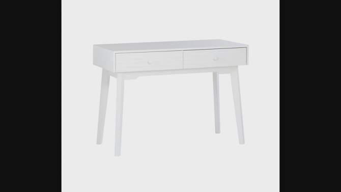 42&#34; Wedeln 2 Drawer Mid-Century Modern Desk White Finish Wood - Powell, 2 of 19, play video