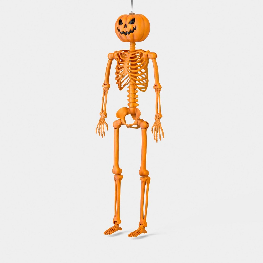 36" Multi Pose-N-Stay Poseable Pumpkin Head Skeleton Halloween Decorative Prop - Hyde and EEK! Boutique™