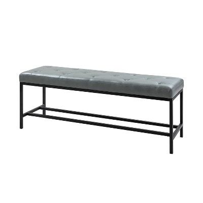 Jakob 50" Wide Contemporary Upholstered Faux Leather Bench with Button-tufted|ARTFUL LIVING DESIGN