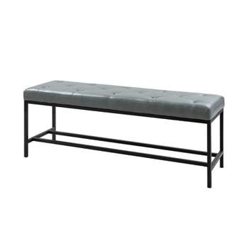 Jakob 50" Wide Contemporary Upholstered Faux Leather Bench with Button-tufted|ARTFUL LIVING DESIGN