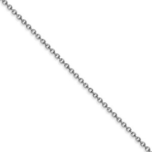 Black Bow Jewelry 1.4mm, 14k White Gold Solid Link Cable Chain Necklace - 1 of 4