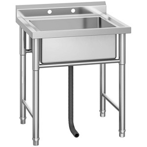 Acekool Stainless Steel Utility Sink, Single Bowl Commercial Prep Sink with Workbench, 25"x37" for Kitchen, Garage, Laundry - 1 of 4