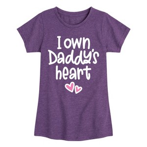 Girls' - Instant Message - I Own Daddy's Heart Fitted Short Sleeve Graphic T-Shirt - 1 of 4