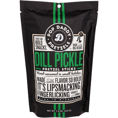 Pop Daddy Pretzels Dill Pickle Pretzel Sticks - Case Of 12 - 7.5 Oz ...