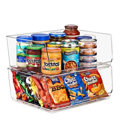 Sorbus 2 Pack Large Open Front Clear Stackable Fridge Storage Bins - Great for Kitchen Organization, Pantry Storage and more