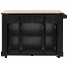 Ridstar 53 in. W Mobile Kitchen Cart with 5 Open Shelves, 3 Drawers & 2 Tempered Glass Cabinet Doors-Black - 4 of 4