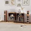 Tangkula Record Player Stand w/Charging Station 5 Storage Compartments Anti-toppling Kits - 3 of 4