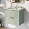 Whisen 24" Bathroom Storage Cabinet Wall-Mounted Bathroom Vanity with Ceramic Sink and 2 Drawers - 3 of 4