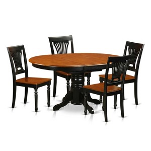HomeStock 5-Piece Oval Black and Cherry Finish Solid Wood Top Dining table with 4 Chairs - 1 of 4