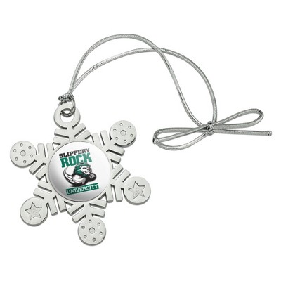 Slippery Rock Secondary Logo Metal Snowflake Christmas Tree Holiday Ornament