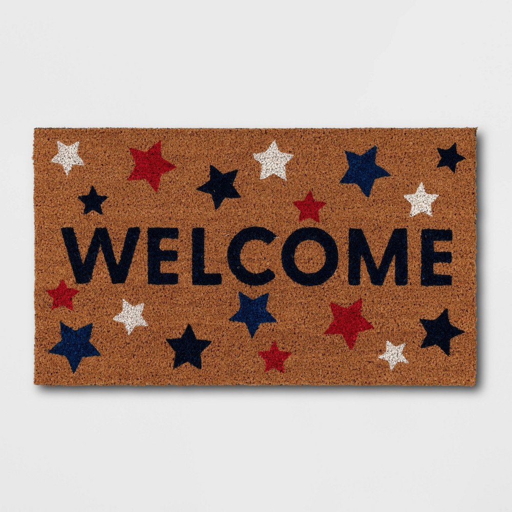 Photos - Doormat 1'4"x2'4" American 'Welcome' Stars  Natural - Sun Squad™