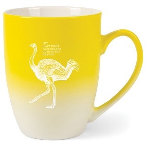 Elanze Designs 12 Ounce Ceramic Decorative Laser Engraved Giftable Novelty Tea Coffee Cup Mug Yellow and White Ostrich Joy Passionate Confident Driven - 1 of 4