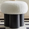 Mushroom Pleated Ottoman Stool, Lamb Wool Upholstery, Walnut Veneer Base, Brown Bedroom Bench Footstool - 4 of 4