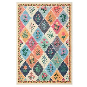2x6 FT Modern Washable Area Rug for Living Room, Floral Trellis Carpet Rug with Non Slip Backing, Low Pile Stain Resistant Floor Rug for Dorm, - 1 of 4