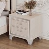 Mid Century Vintage Nightstand with 2 Drawers, Velvet Upholstered Bedside Table, Silver Legs, Easy Assembly, Stylish Storage-The Pop Home - 2 of 4