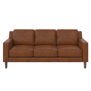 DHP Brynn 3 Seater Sofa, Camel Faux Leather - 1 of 4