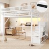 Queen Size Metal Loft Bed with Stairs, Desk and Charging Station - 2 of 4
