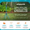 Aqua Joe 6 Pattern Adjustable Sprinkler Mister with Metal Tripod Stand, Rotating Head, and Telescoping Height ,4100 Square Feet Coverage, Blue - 2 of 4