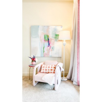 Black Steel Torchiere Floor Lamp with Empire Shade