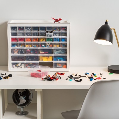 Compact White Stackable 44-Drawer Organizer Cabinet