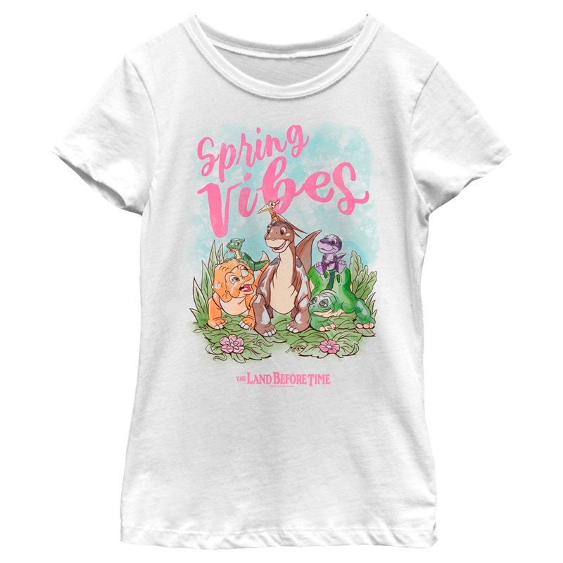 Girl's The Land Before Time Spring Vibes Littlefoot and Friends T-Shirt, 1 of 5