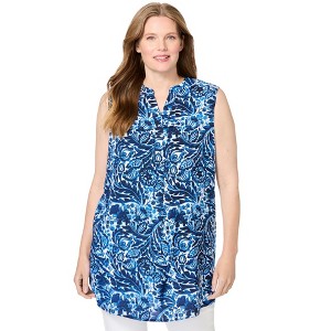 Woman Within Plus Size Sleeveless Tab-Front Tunic - 1 of 4