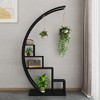 5-Tier Half Moon Plant Stand - Tall Metal & Wood Indoor Plant Shelf with 4 Hanging Hooks - 4 of 4