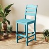 Tangkula Set of 2 Patio HDPE Barstool Outdoor High Top Bar Chair w/Backrest & Footrest All-Weather Wood-Plastic Bar Height Chair Turquoise - 4 of 4