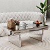 47" Tempered Glass Mirrored Coffee Table,Rectangular Glass Center Coffee Table,Modern Sofa Side Table for Living Room Office-Cuddlewood - 2 of 4