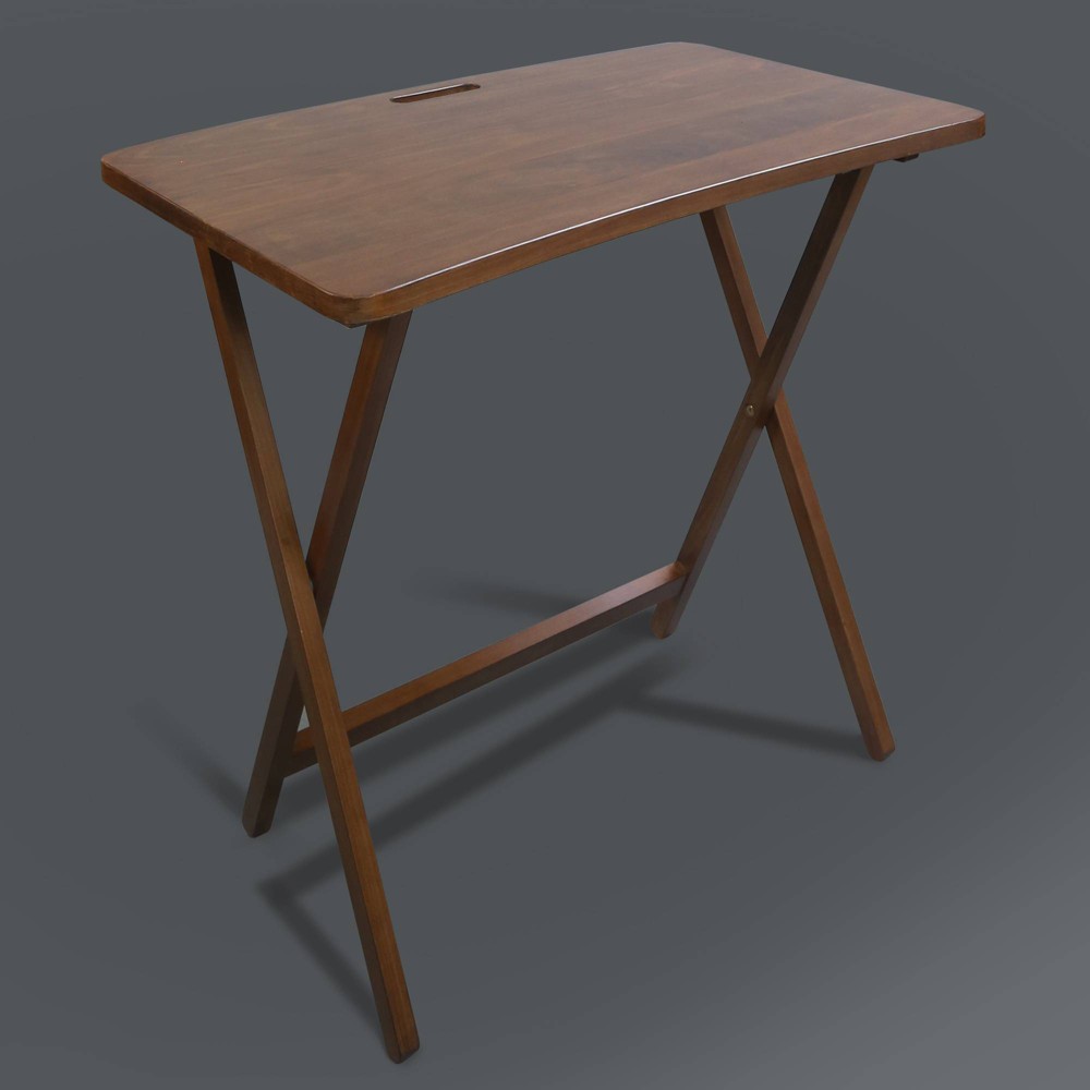 Photos - Mount/Stand Folding Table with Solid American Gum Wood Walnut - Flora Home