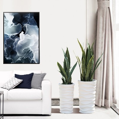 Set of 2 White Wavy MgO Indoor/Outdoor Planters
