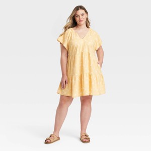 Women's Flutter Short Sleeve Woven Mini Skater Dress - Universal Thread™ - 1 of 3