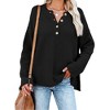 Women's Oversized Sweaters Batwing Long Sleeve Loose V Neck Button Henley Pullover Knit Tops Jumper - 4 of 4