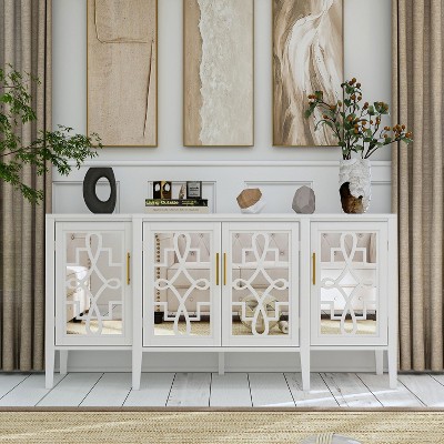 FUFU&GAGA White Wooden Accent Storage Cabinet Sideboard Dresser
