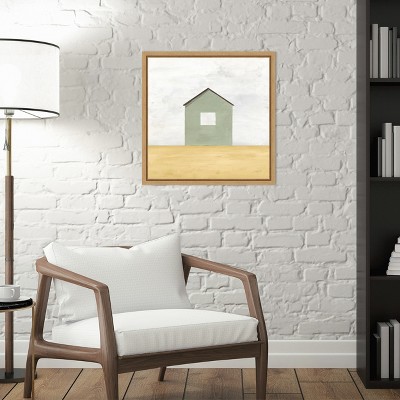 Rural Barn Simplicity II Green and Brown Canvas Print with Maple Frame