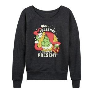Women's - Dr. Seuss -  Lightweight French Terry Wide Neck Long Sleeve Shirt - 1 of 4