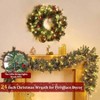 24 Inch Lighted Wreath for Front Door Outdoor with Pinecones Berried 50 Warm White Multicolor Lights 8 Modes Timer Norfolk Pine - 4 of 4