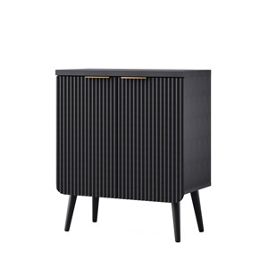 ChicFurnit Decorative Storage Cabinet Waveform Panel Design with Golden Handles for Modern Dining Room, Black, 23.6"*11.8"*27.6" - 1 of 4